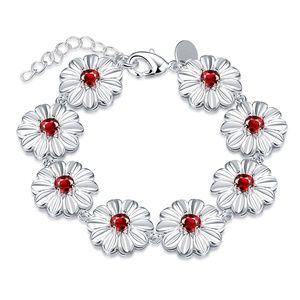 Silver Plated Daisy Flower Bracelet